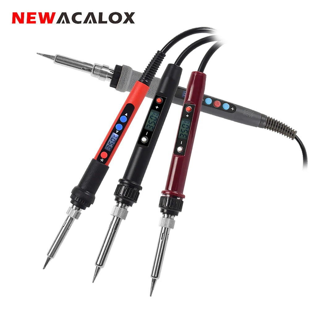 NEWACALOX 110V/220V LCD цифровой электрический паяльник 60W/80W/90W Регулируемая NC паяльная