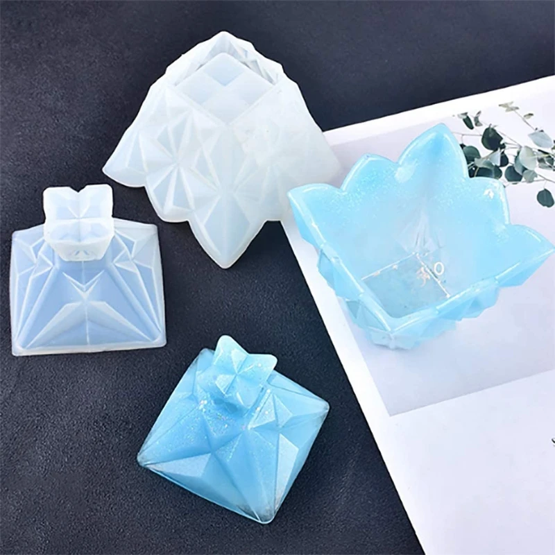 

3Pc Epoxy Resin Molds Crown Egg Pyramid Storage Box Molds Silicone Molds for DIY