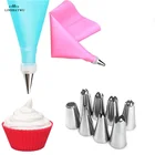 10 шт.компл. DIY силиконовый кондитерский мешок насадки для обледенения кремом 1 мешок + 8 насадок набор инструментов для украшения торта + 1 шт. конвертер