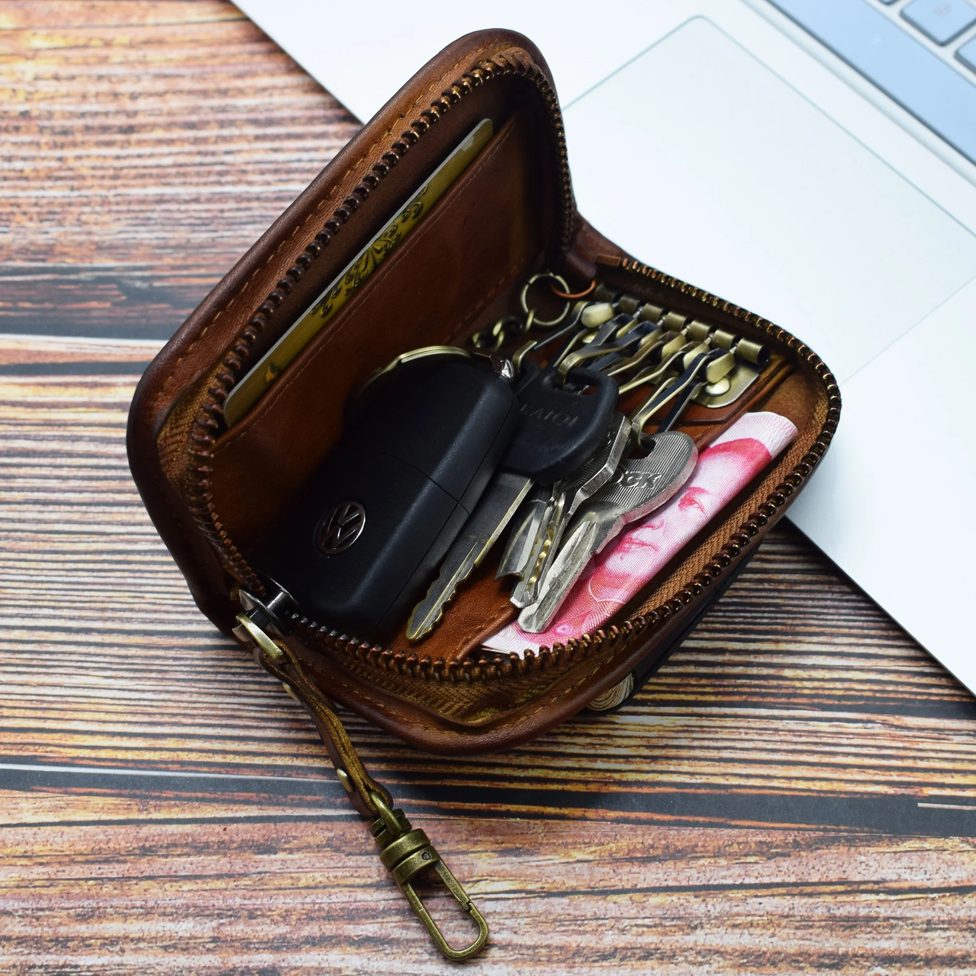 Натуральная кожа Автомобильный Брелок кошелек для ключей мужчин и женщин чехол