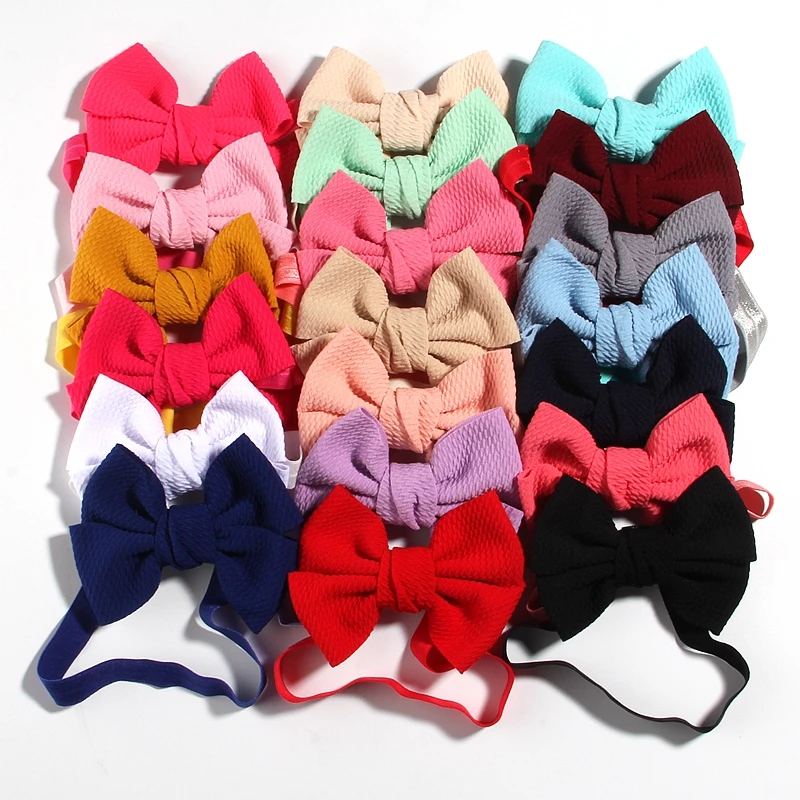 

10PCS 11cm 4.3" Fashion Seersucker Waffle Hair Bows With Headbands For Women Girls Kids Headwear Headband Hair Accessories