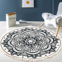 nordic style living room carpet imitation cotton linen bohemia round mat decor woven prayer bedroom rug children play area rug
