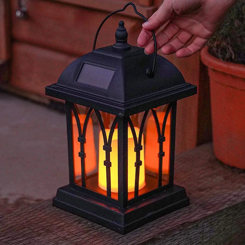 

Retro Solar Lantern Lights LED Outdoor Garden Candle Lantern Rechargeable Batteries Solar Waterproof Landscape Flickering Light