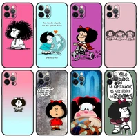 soft case for iphone 13 6 1 inches 12 mini 11 pro 7 xr x xs max 6 6s 8 plus 5 5s se tpu phone cover sac cartoon mafalda girl