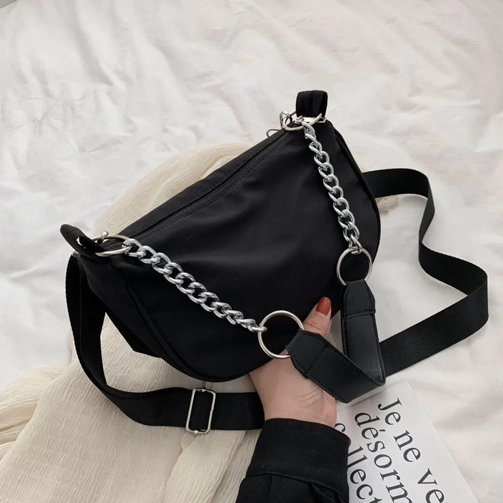 

Холщовые женские сумки на плечо, модный мессенджер, винтажная вместительная дамская сумочка-Хобо на цепочке, повседневный клатч