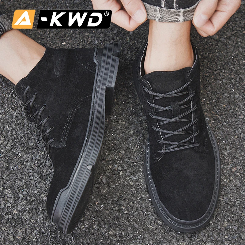 Кроссовки мужские рабочие из ПУ кожи дышащие высокие повседневная обувь для