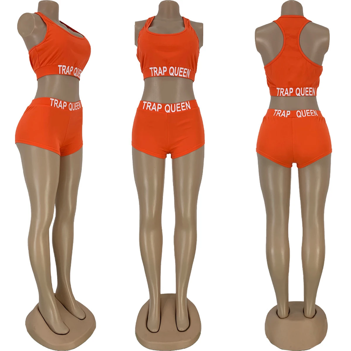 

Summer New Sexy Sports 2pcs Set Ladies Casual Vest Shorts Letter Printing Two-piece Women Fashion Sports Suit