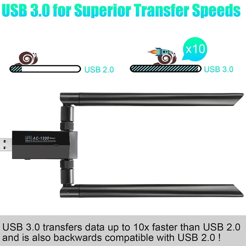 WiFi адаптер 1200 Мбит/с двухдиапазонный 5 8 ГГц/2 4 ГГц ключ USB 3 0 Антенна для ПК Windows
