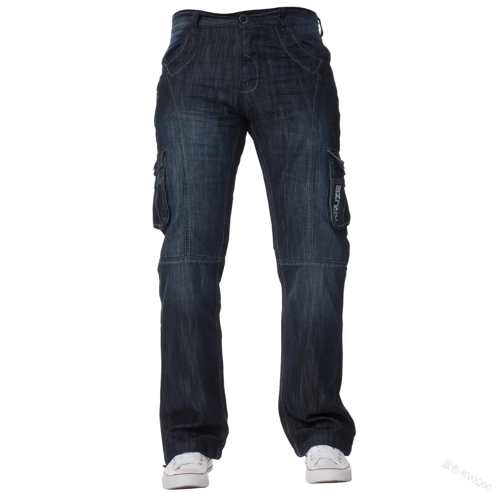 

Denim Jogger Men's Fashion Cargo Jeans High Quality Designer Washed Denim Long Pants with Pocket Plus Size Patchwork Jeans