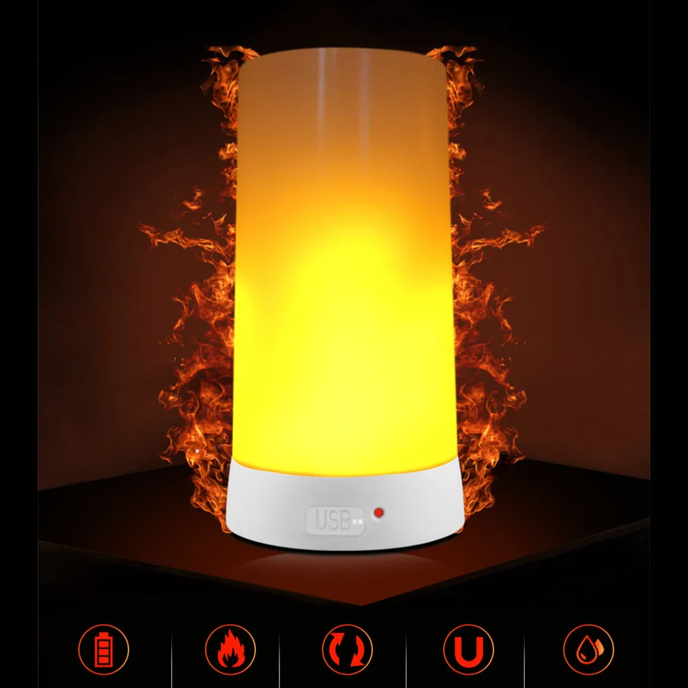 

Christmas candle LED 2W KTV Lamp Corridor USB Charging Small Dining Leisure Bar Flame Effect Magnetic Base LED Table Lamps