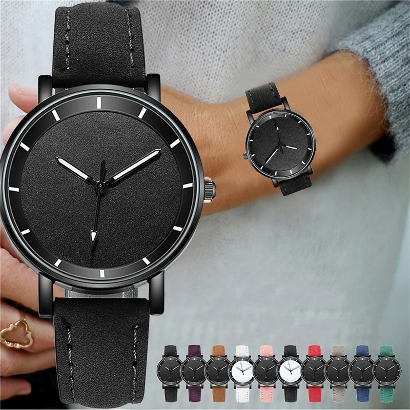 

2021 Casual Women Luminous Simple Quartz Watches Gift Men Frosted Leather Strap Watch