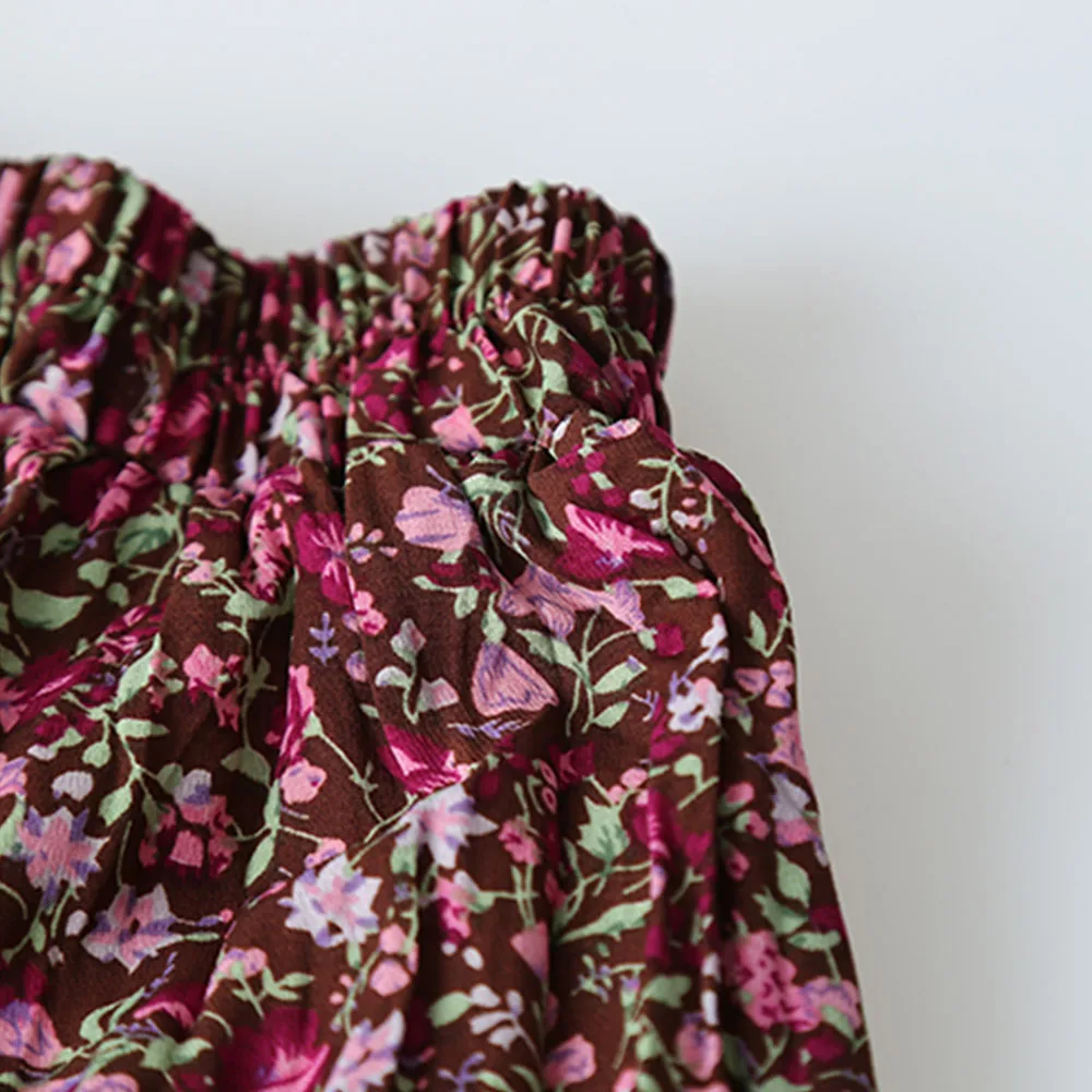 

Direcly Skirt Women's Print Vintage Floral Party Print Print Skirt Sweet Solid Color Color Draped Autumn Skirt