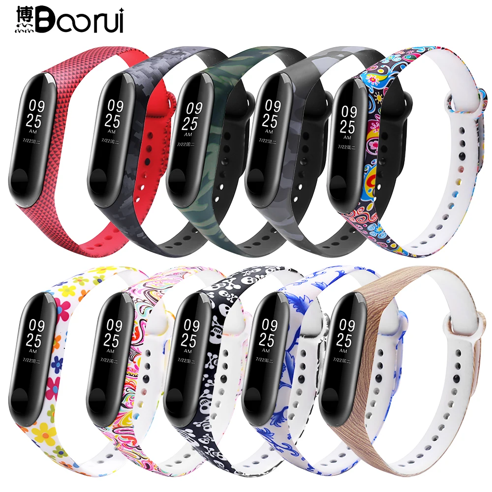 BOORUI, новинка, Miband, 3 ремешка, регулируемый, цветной, силиконовый, Miband, 3 аксессуары, сменный, спортивный, correa Mi3, ремешок на запястье