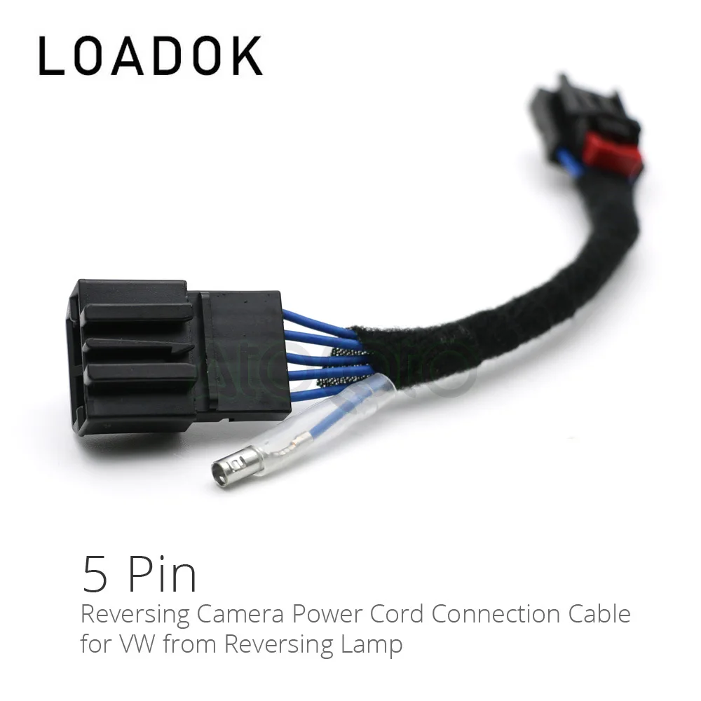 

12V 19CM Reversing Camera Power Cord Connection Cable for VW from Reversing Lamp without Damaging the Car Wiring 5Pins