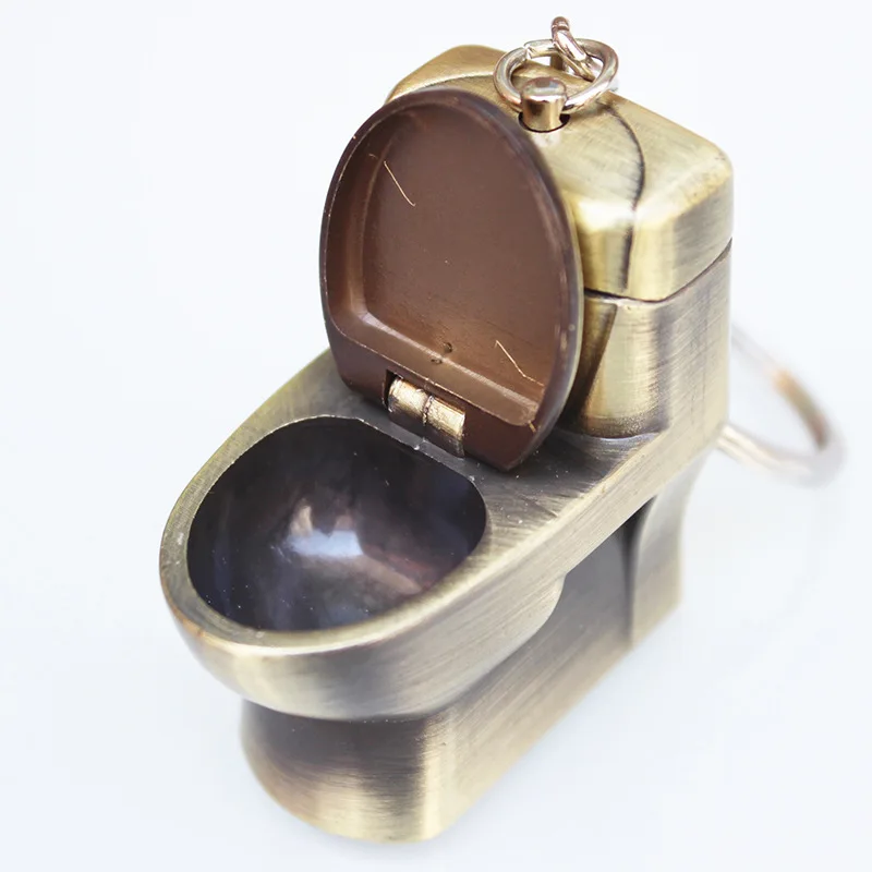 Creative Compact Toilet Gas Lighter KeyChain Butane Smoke Inflated bowl Key Chain Bar Metal Funny Toys | Дом и сад