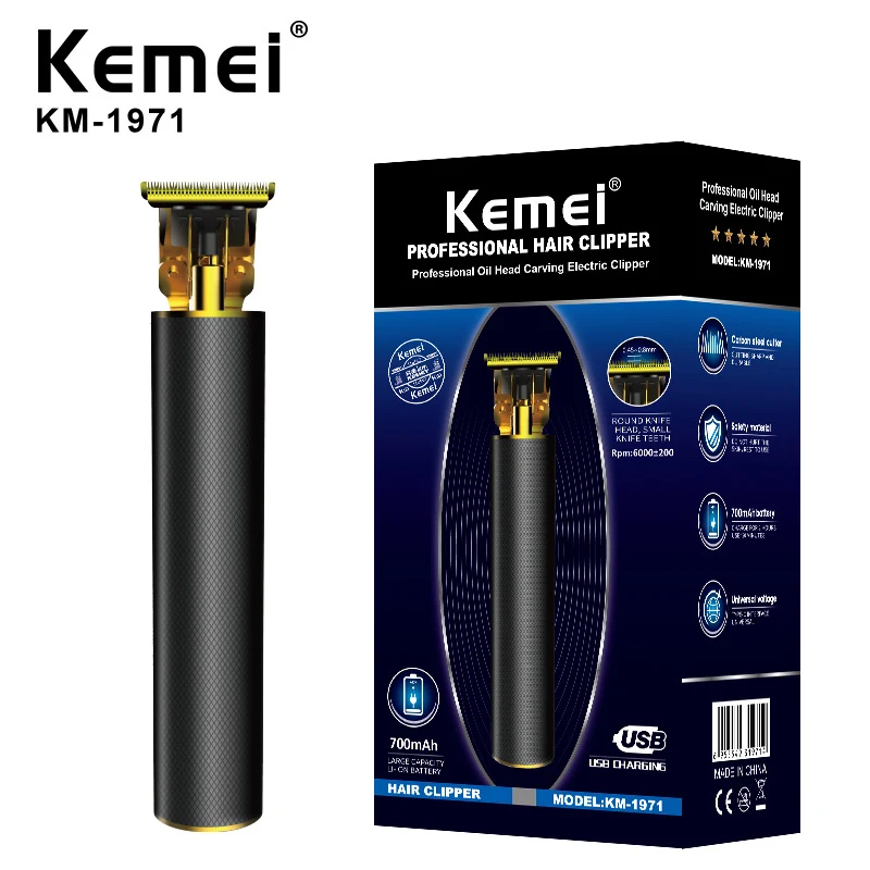 

Kemei 1971 Pro Li T-Outliner Skeleton Heavy Hitter Hair Trimmer Men 0mm Baldheaded Hair Clipper Cordless Hair Cutting Machine