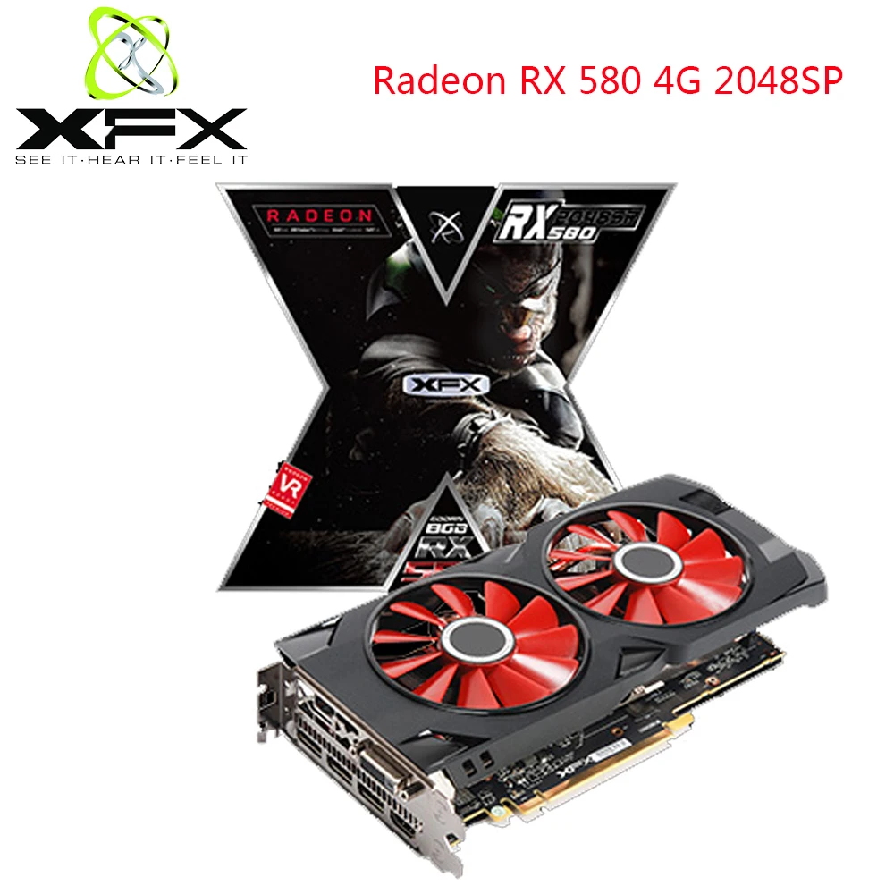 Новая Оригинальная игровая графическая карта XFX Radeon RX 580 4 Гб AMD GPU ГБ GDDR5 256 бит для