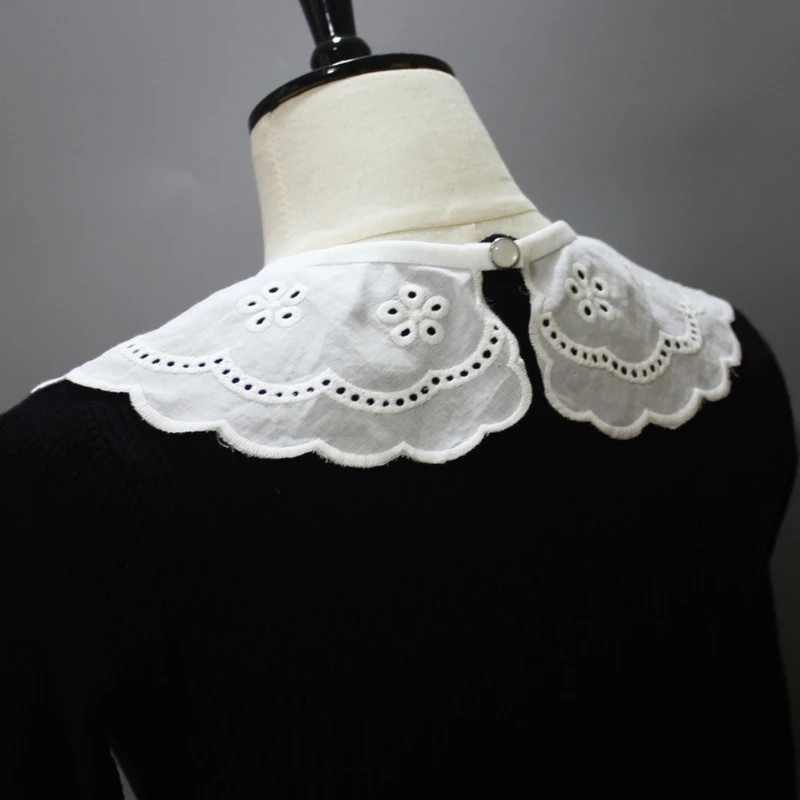 

F3MD Hollow Embroidered Polyester Women Detachable Fake Collar False Shirt Blouse for Womens Girls Clothing Accessories