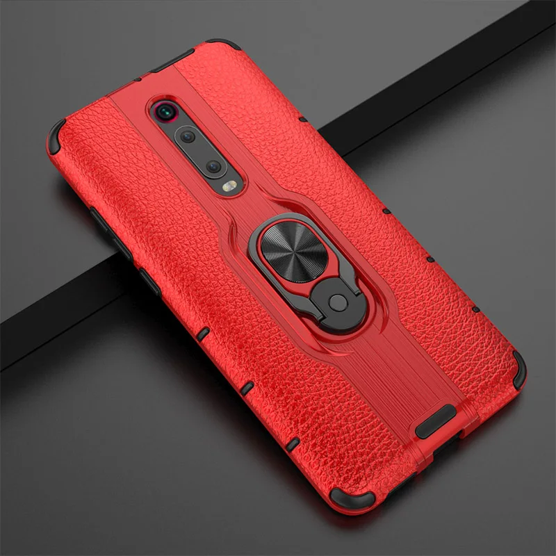 Red Автомобильный Магнитный чехол-держатель для Xiaomi Redmi Mi 9 T, чехол-бампер, противоударный чехол-подставка, автомобильный чехол для телефона с кольцом для Xiaomi Mi 9T Pro, чехол - Color: Red