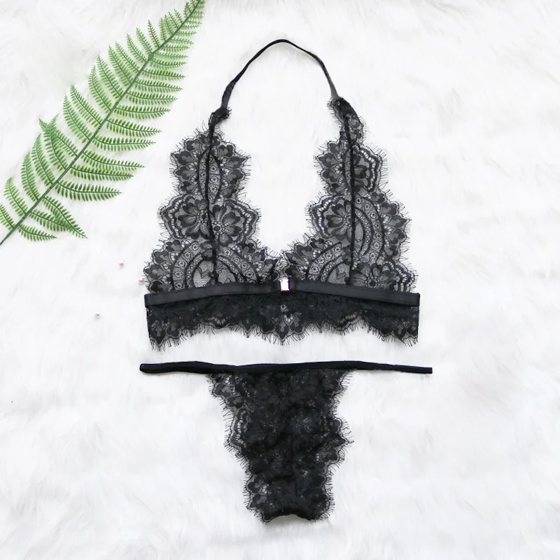 

Liva Girl Sexy Lace Bra Set Women Transparent Push Up Lingerie Bralette and Seamless Panties Women Underwear Intimates