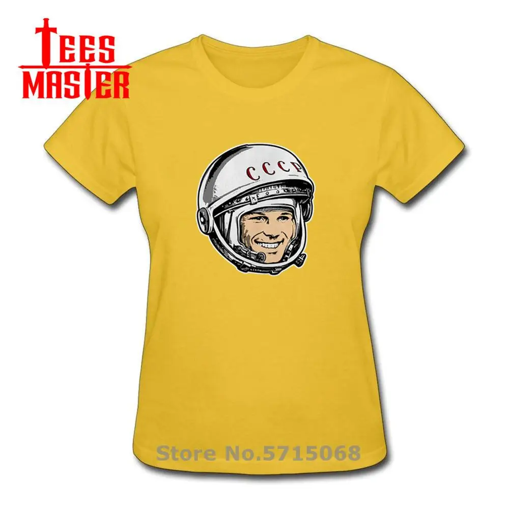 2020 Ретро футболка Юри Гагарина Женская хлопковая для космоната СССР с