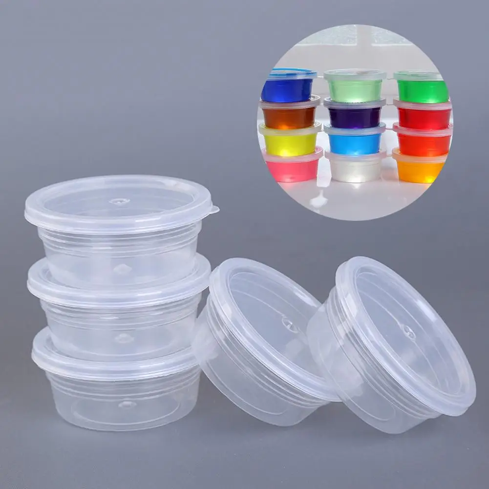 

12Pcs Clear Slime Storage Round Plastic Box Container Foam Ball Cups with Lids