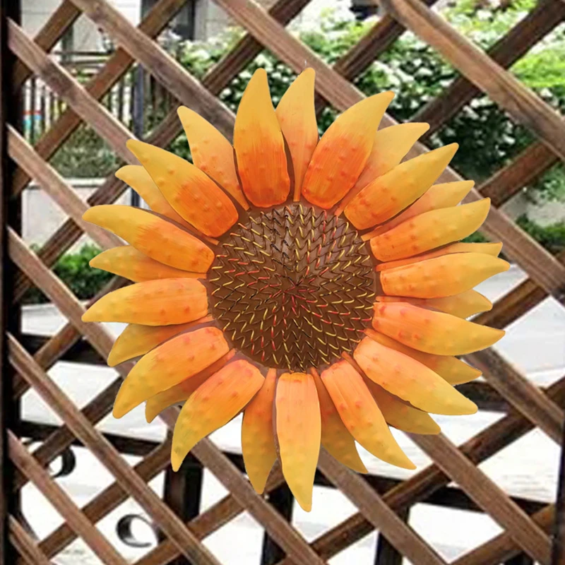 

31cm Metal Sunflower Wall Art Flower Wall Sculptures Fence Decor Yard Wall Hanging Statue Decor ANDF889