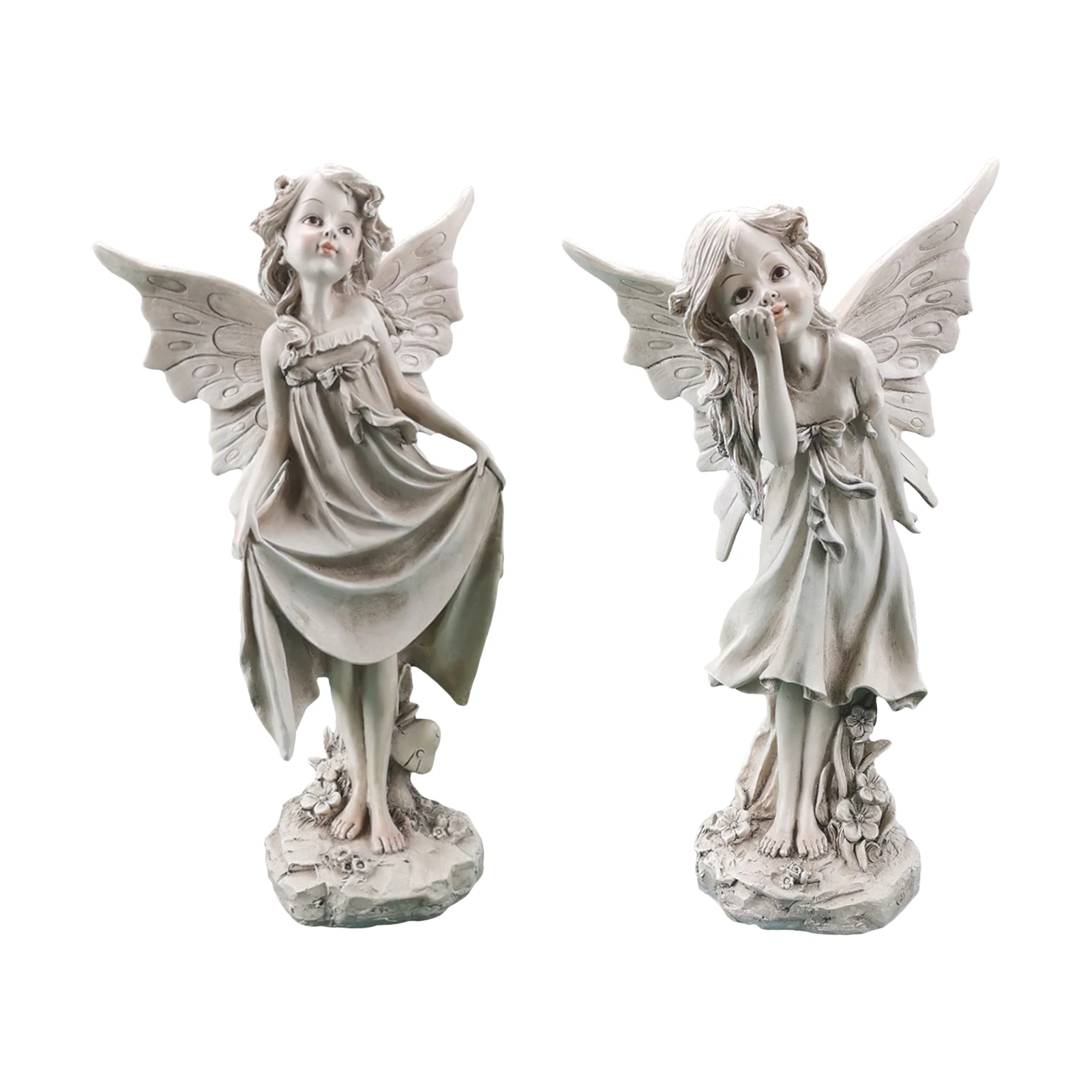 

Fairy Angel Figurine Statue Ornament Resin Flower Fairy Angle Sculpture Garden Lawn Yard Decoration Home Tabletop Art Vividly