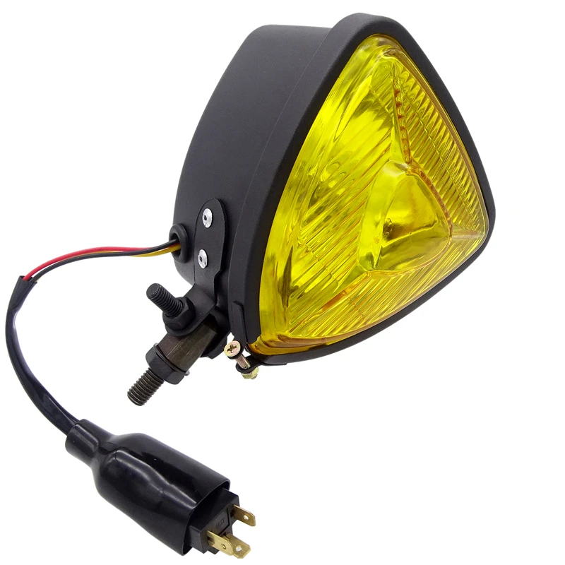

1 Pcs Motorcycle Universal Retro Triangle Headlight Black/Silver Shell Motorbike H4 Front Headlamp Fit For Harley Sportster Dyna