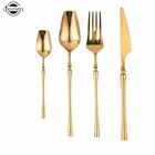 Набор столовых приборов из нержавеющей стали, 24 шт.компл., зеркальные золотые столовые приборы, ножи кофейнаячайная ложка, корейские кухонные столовые приборы
