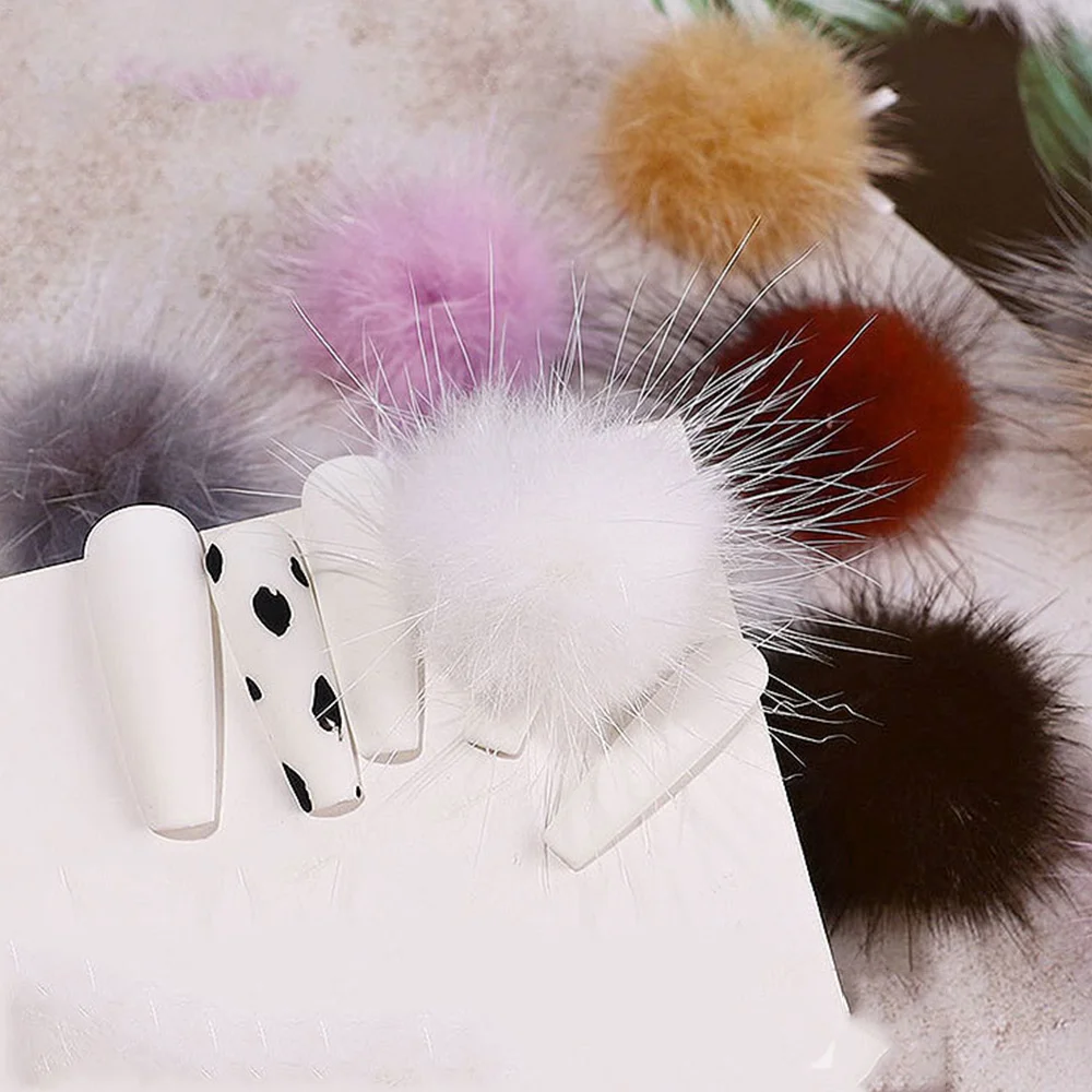 Красивая Магнитная основа Стильный Пушистый Плюшевый шар для ногтей 3D мягкий