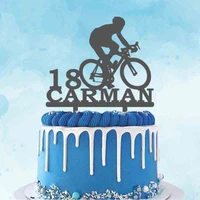 Personalisierte Fahrrad Racer Kuchen Topper Custom Name Alter Mann Stra  e Radfahren Silhouette F  r Radfahrer Geburtstag Party Dekoration Topper