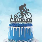 Персонализированный велосипедный гонщик торт Топпер с именем на заказ человек возраст дорога Велоспорт силуэт для велосипедиста День Рождения Вечеринка украшение Топпер