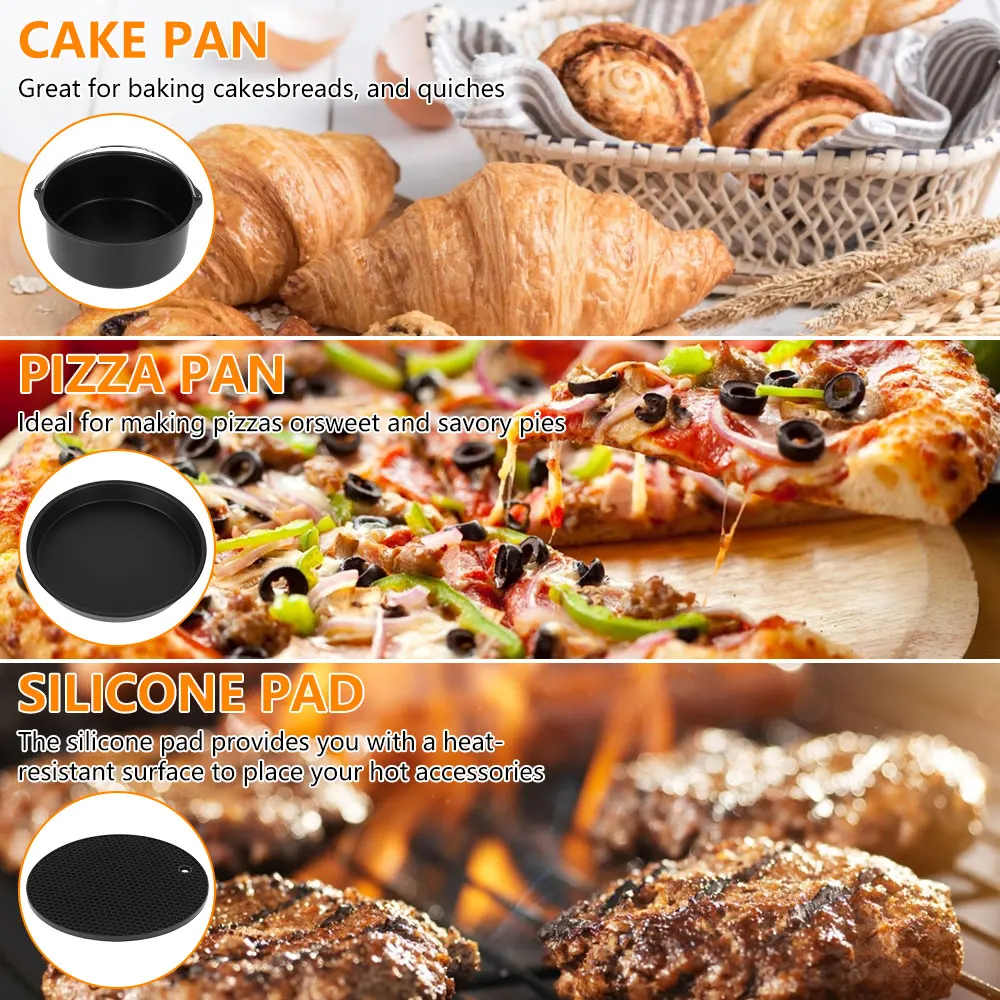 

6pcs 8 Inch Air Fryer Accessories for Gowise Phillips Cozyna and Secura Fit all Airfryer 5.3QT to 5.8QT High Quality