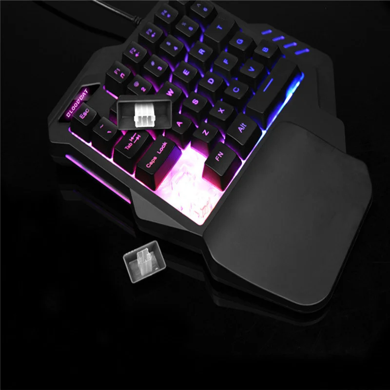 

Gaming Keyboard Single Hand Mini Usb Wired 35keys 6400DPI Mouse Combos One Handedly for Mobile Smartphone 7Colors LED Backlight