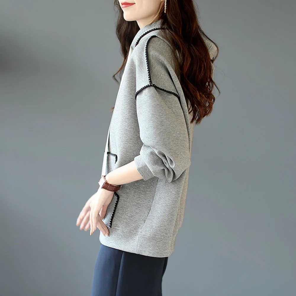 Женская толстовка с капюшоном однотонная Толстовка в Корейском стиле карманами