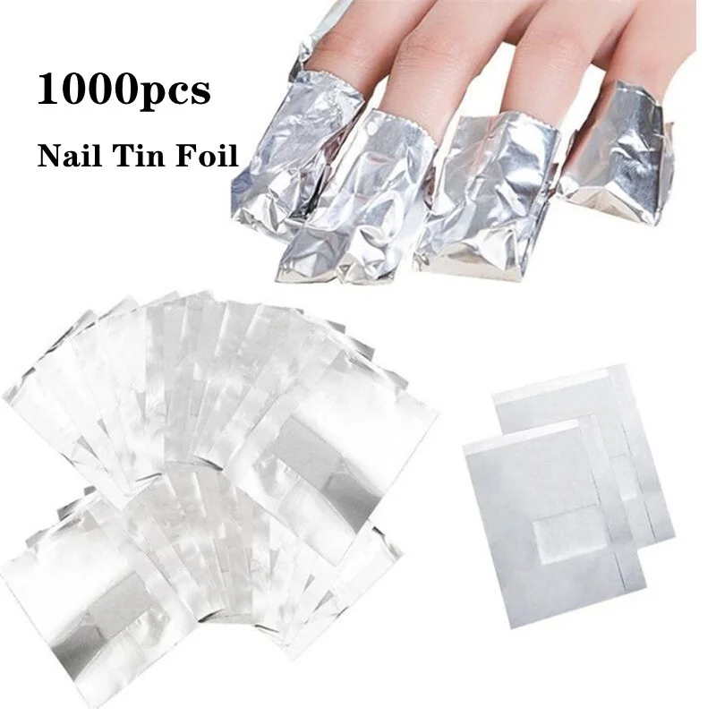 

1000Pcs/Lot Aluminium Foil Nail Art Soak Off Acrylic Gel Polish Nail Removal Wraps Remover Makeup Tool Nail Carel