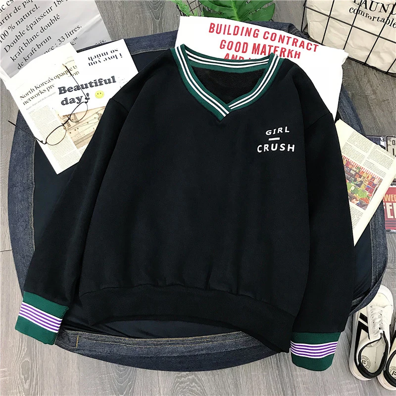 

Early Autumn Sweatshirt Female Ins Trendy Harajuku BF Style Student Korean Style Loose Long Sleeve Autumn and Winter Super Hot