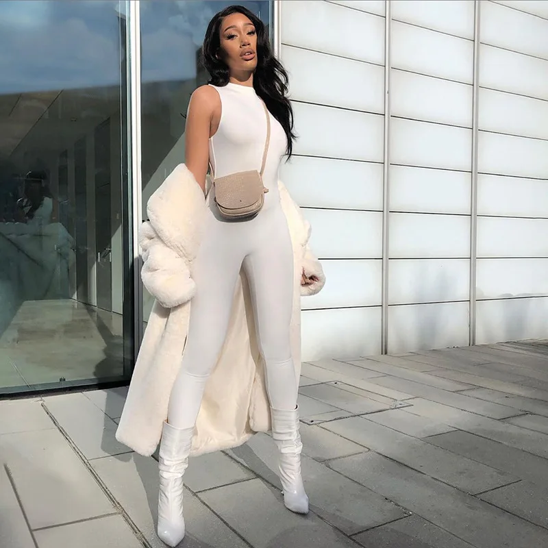 

High Waist Sports Jumpsuit 2020 Summer Women's Sleeveless bodysuit Fitness Lounge Sportwear solid color fashion streetwear