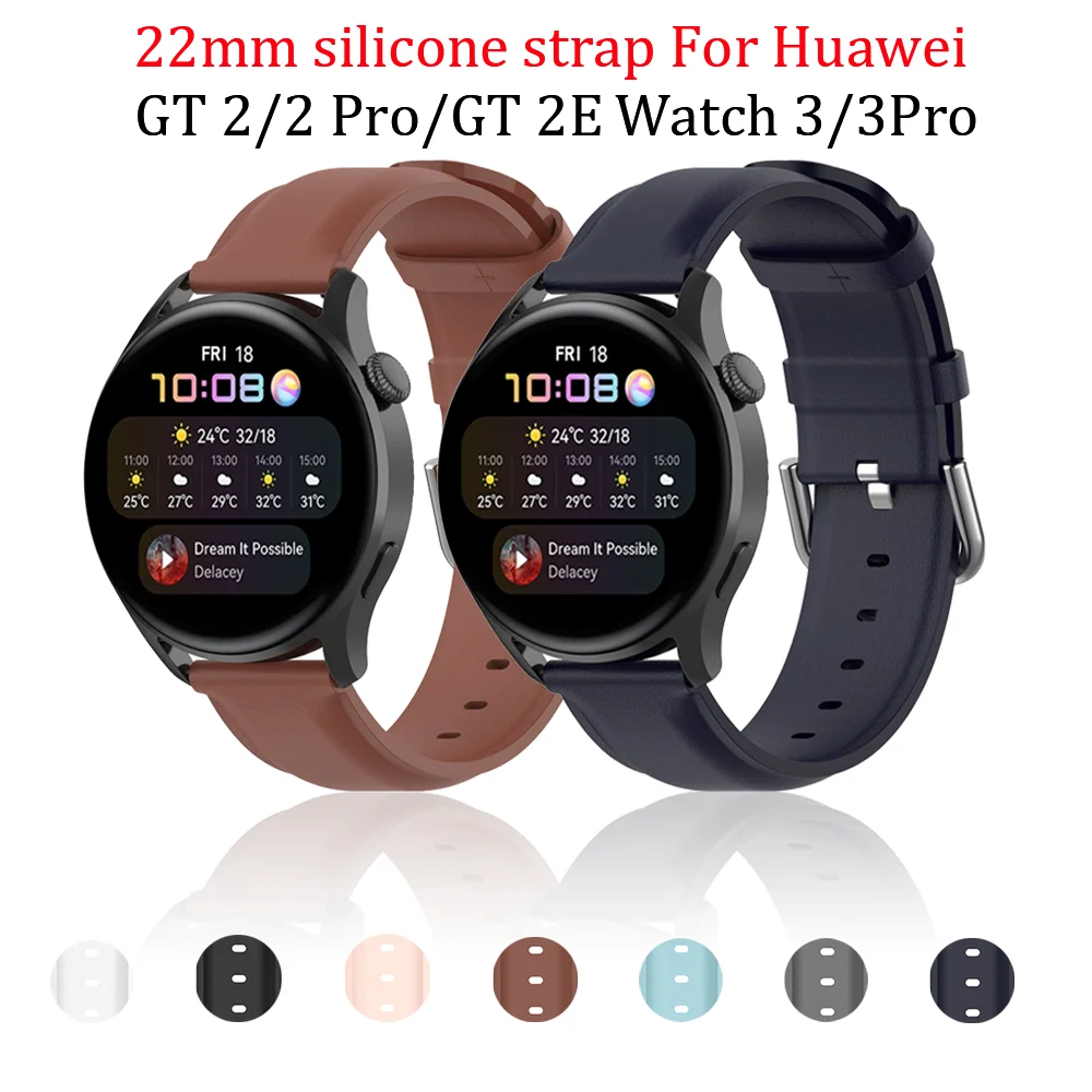 

Ремешок кожаный для Huawei Watch 3 Pro/GT2 Pro/Samsung Galaxy Watch 3 45 мм 46 мм Gear S3/Amazfit GTR 47 мм 22 мм