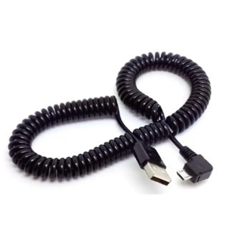 

300cm Right Angled 90 degree USB 2.0 Micro Male to A Type Male Stretch Data Cable for SSD & Tablet & Cell Phone