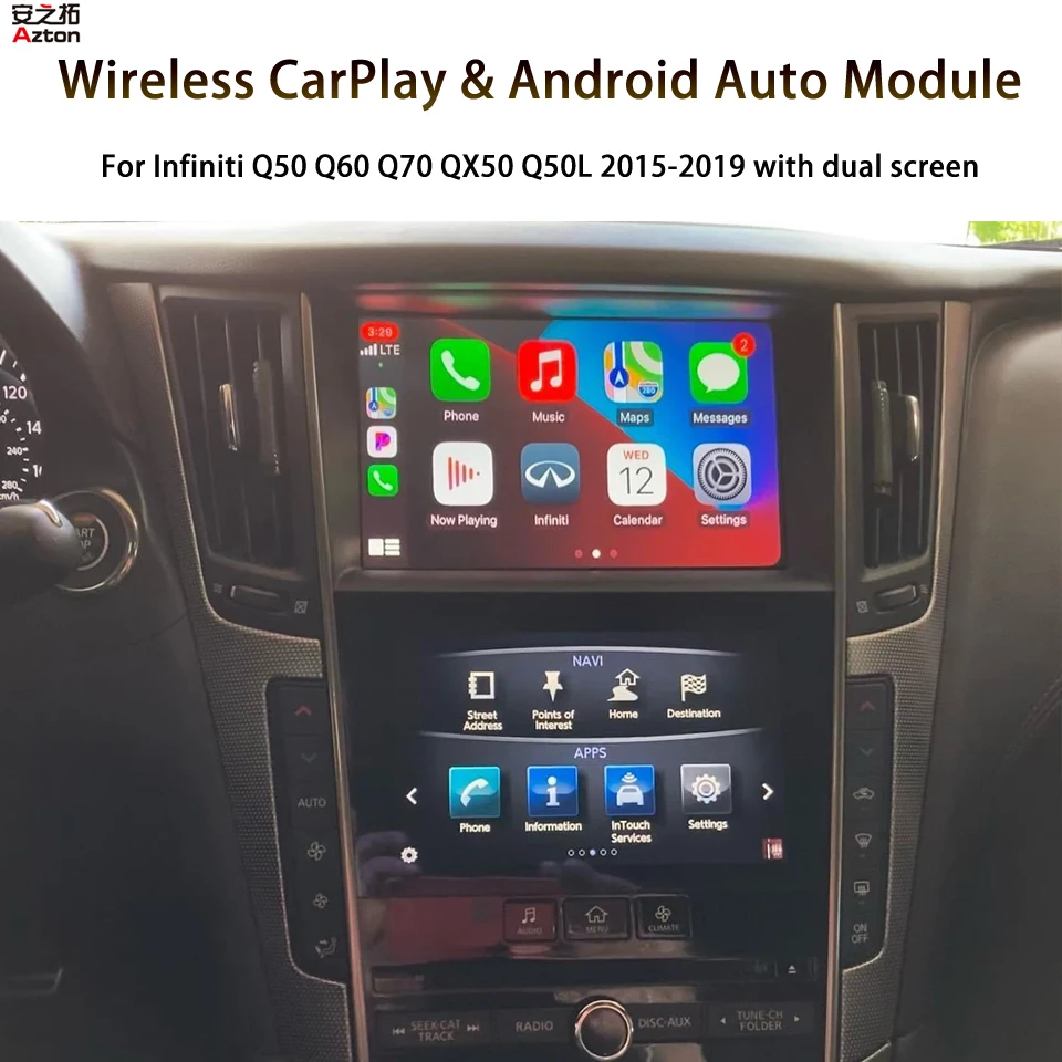 

Автомобильный Android AirPlay Apple CarPlay для Infiniti Q50 Q60 Q70 QX50 Q50L 2015 2016 2017 2018 2019 WIFI беспроводной CarPlay сервис