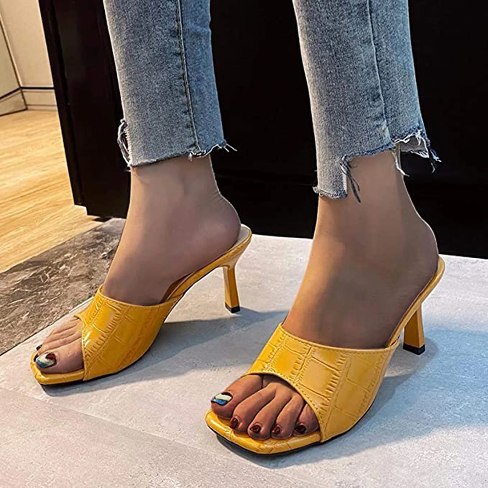 Сандалии женские с открытым носком высокие туфли-лодочки свадебные тапочки