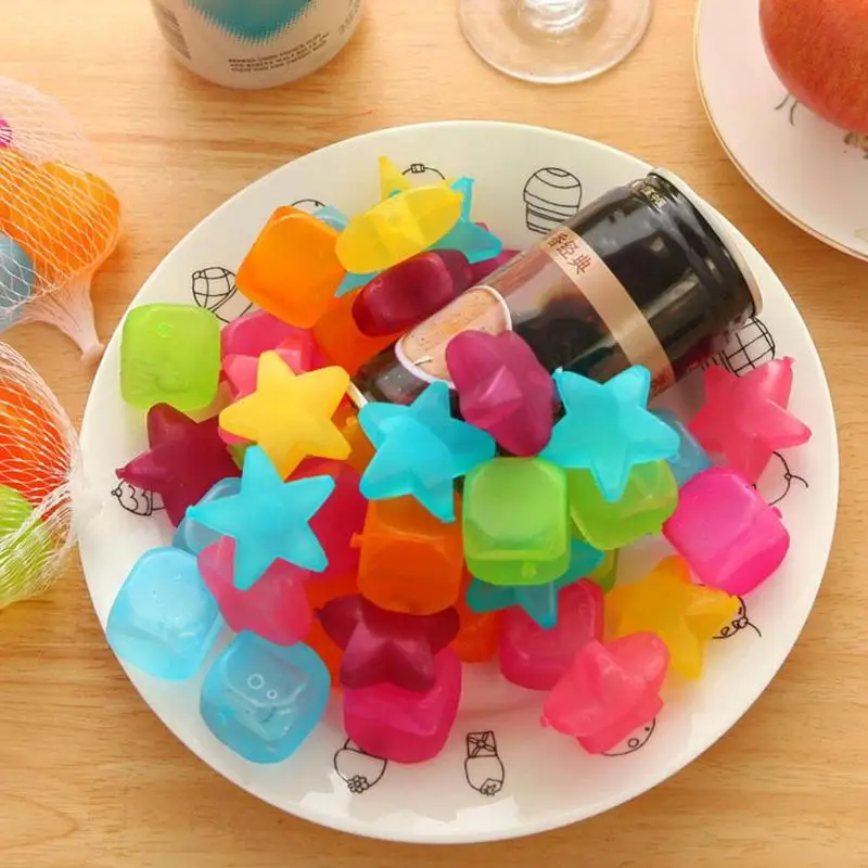 

Fashionable 6 Pcs Star Shaped Ice Cubes Plastic Reusable Multicolour Ice Cube Picnic Keep Drink Cool Physical Cooling Bar Tools