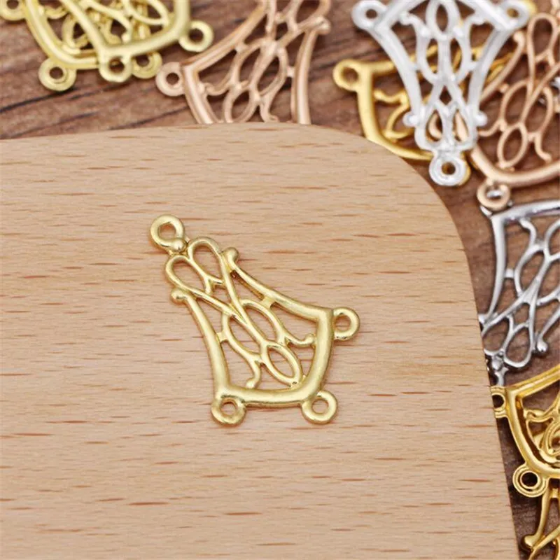 

SIXTY TOWFISH 30 Pieces DIY Jewelry Accessories 14*20mm Handmade Materials Charms Brass Flower Filigree Flower Slice