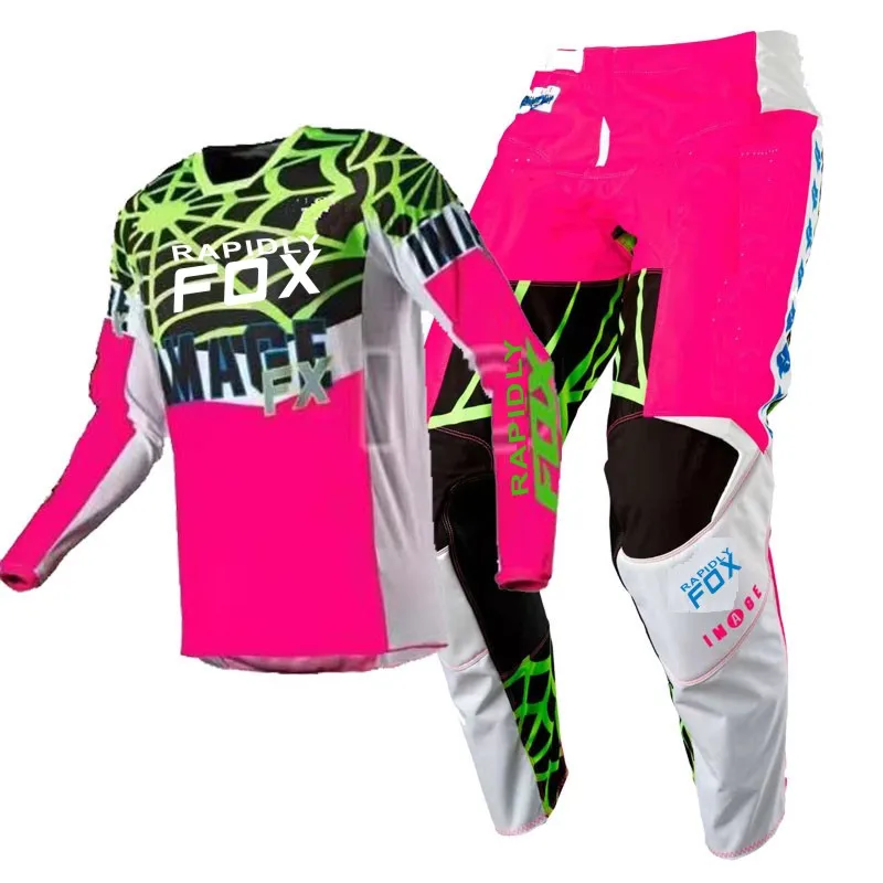 

NEW 2021 rapidly FOX 180/360 Pink Motocross Jersey and Pants gear set Combo mx motorbike clothing mtb Off Road racing suit