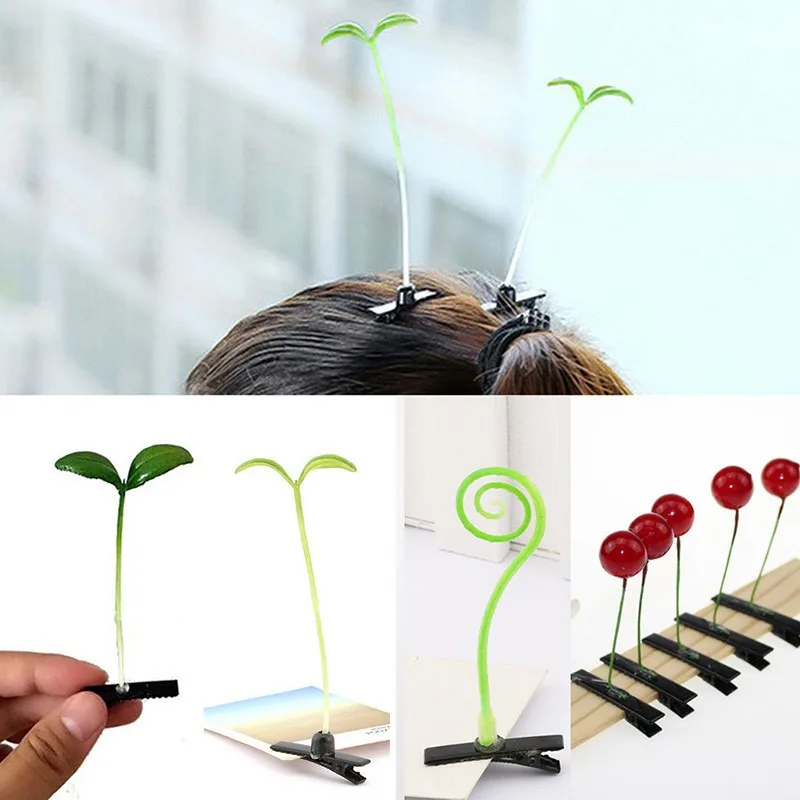 

Fashion Women Flower Plant Hair Clips For Kids Fashion Funny Show Bean Sprout Hairpin For Girls Women 4*6cm