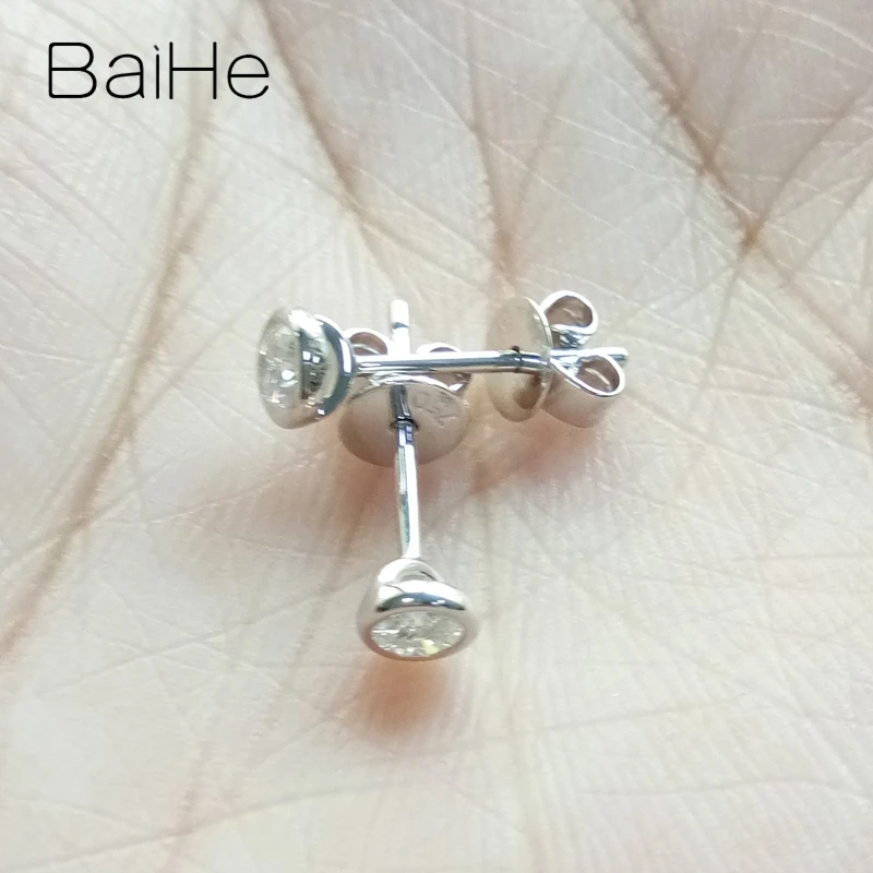 BAIHE, 18 К, белое золото, 0.20CT SI/H, натуральные бриллианты, хорошее ювелирное изделие, свадебный подарок, обручение, модные женские серьги-гвоздики