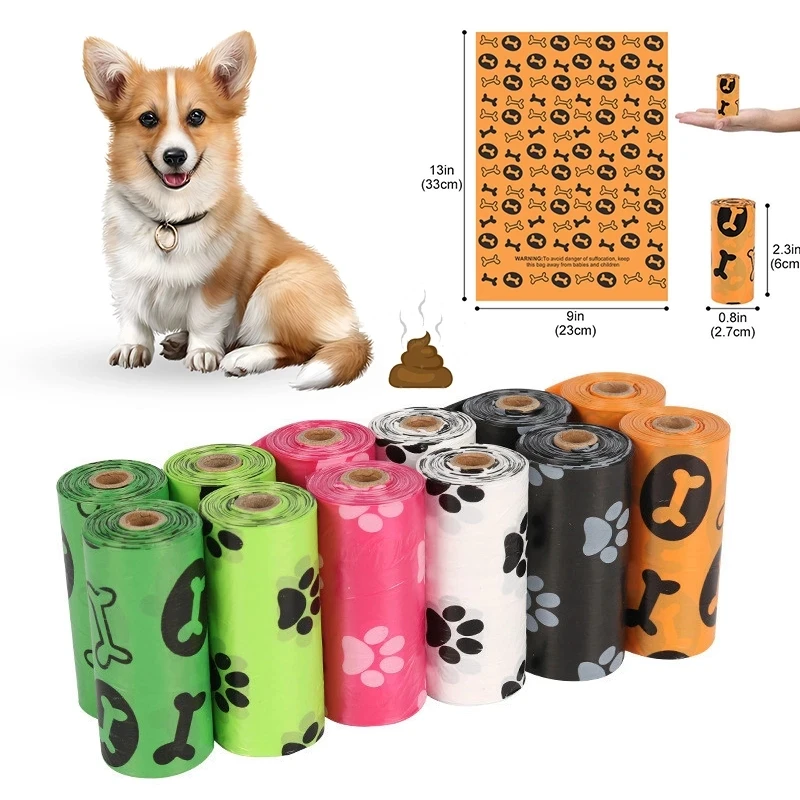 

Degradable Dog Poop Bags with Holder Dispenser Outdoor Tools Toilet Pet Cat Garbage Bags for Dog Trash Litter Cleaning Bag