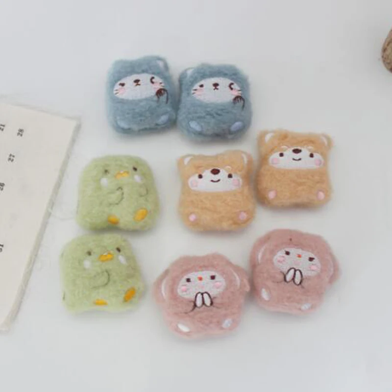 

10Pcs/lot Cartoon Plush Patches Furry Auspicious Doll Appliques Accessories DIY Cotton-filled Plush Decoration Materials